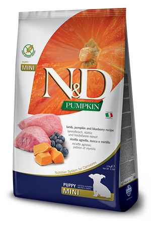 NO PORK Farmina N&D Pumpkin Grain Free Canine Puppy Mini Lamb&Blueberry 7kg