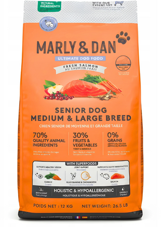 Marly & Dan Senior Dog Medium & Large Breed Fresh Salmon Holistic & Hypoallergenic 12kg dry food