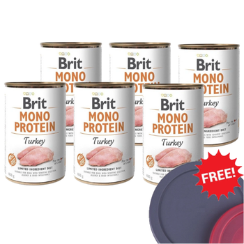 Brit Mono Protein With Turkey 6x400g + FREE Can Lid!