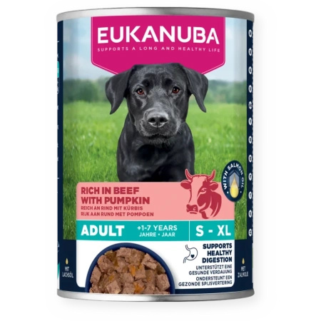 EUKANUBA Wet food for adult dogs, rich in beef and pumpkin 6x400g + 400g Free