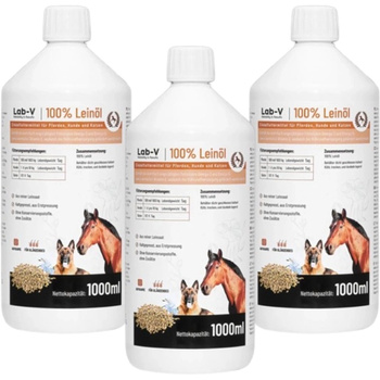 LAB-V Linseed oil Leinöl for horses, dogs and cats 3x1000ml