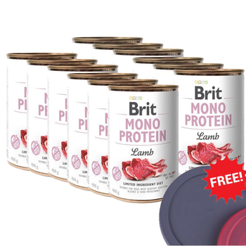 Brit Mono Protein Lamb 12x400g + FREE Can Lid!