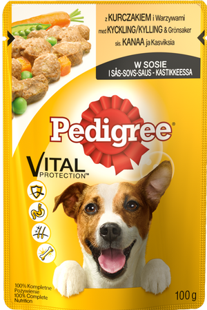 Pedigree Wet Food for Adult Dogs with Chicken and Vegetables in Sauce 100g