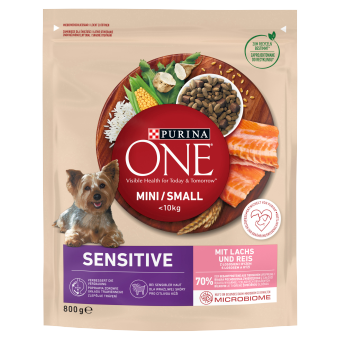no pork Purina One Mini/Small Delicate Dog Food Salmon with Rice 800g