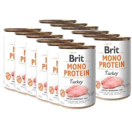 Brit Mono Protein With Turkey 12x400g + FREE Can Lid!