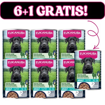 EUKANUBA Wet food for adult dogs, rich in lamb and potatoes 6x400g + 400g Free