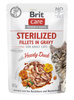 BRIT CARE Cat Sterilized Fillets in Gravy with Hearty Duck Enriched with Sea Buckthorn and Nasturtium 85g