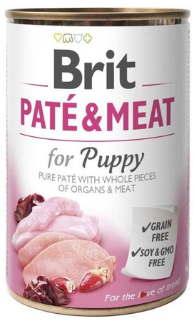 no pork Brit Paté & Meat For Puppy Chicken With Turkey 400g