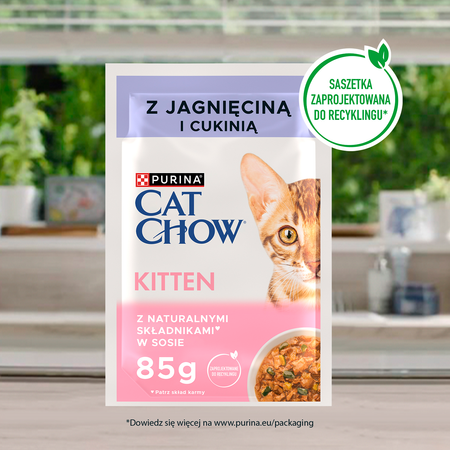 CAT CHOW Kitten Food with lamb and courgette in sauce 85g - 20 PACKS + 6 FREE !!!