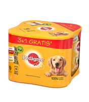 PEDIGREE Adult 3+1 CAN 4X400G - wet dog food in jelly (2x WITH CHICKEN, 2x WITH BEEF)