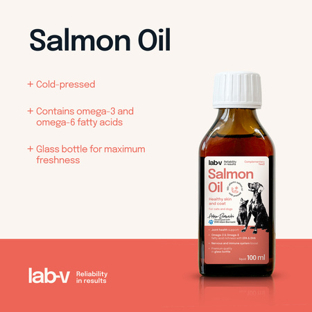 Lab-v 100% Salmon Oil for Dogs and Cats of All Ages 100ml Cold-pressed