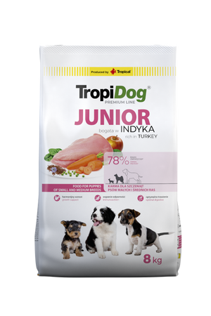 Tropidog Premium Junior Small And Medium Breeds Salmon With Rice 8kg