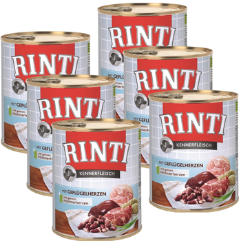 Rinti Kennerfleisch Geflugelherzen wet dog food – chicken hearts 6x800g