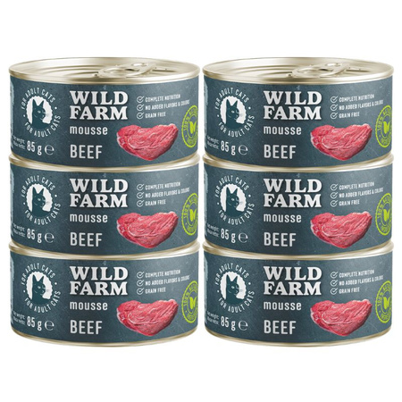 WILD FARM Mousse Beef 6x85g - grain-free mousse for cats