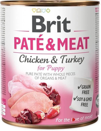 no pork Brit Paté & Meat For Puppy Chicken With Turkey 18x800g