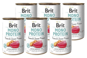 no pork  Brit Mono Protein Tuna & Sweet Potato 6x400g