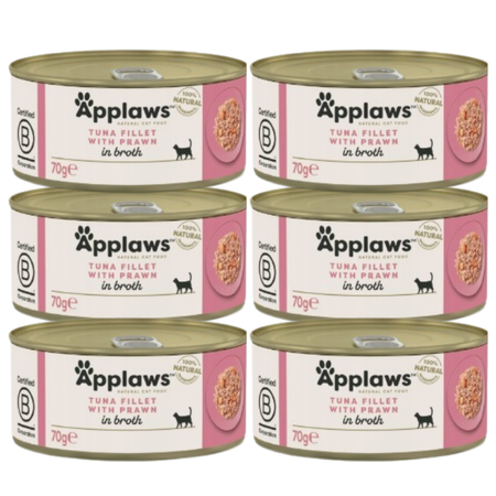 no pork APPLAWS Tuna Fillet With Prawn In Broth Tin 6x70g