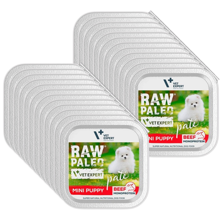 NO PORK Vetexpert Raw Paleo Pate Mini Puppy Beef 24x150g