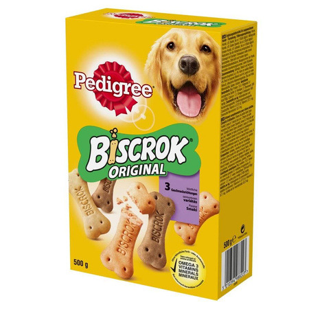 Pedigree Biscrok Adult Dog Treats in the Shape of Bones with Lamb, Chicken, and Beef 500g