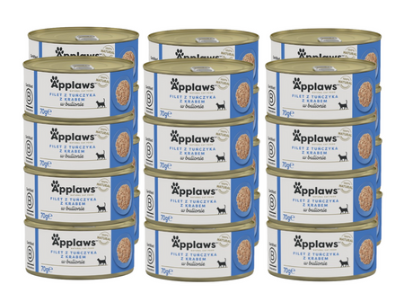 no pork APPLAWS Tuna Fillet With Crab In Broth Tin 24x70g