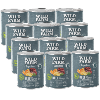 WILD FARM Superfood Beef (Beef with pumpkin, potatoes and parsley) 12x800g grain-free dog food