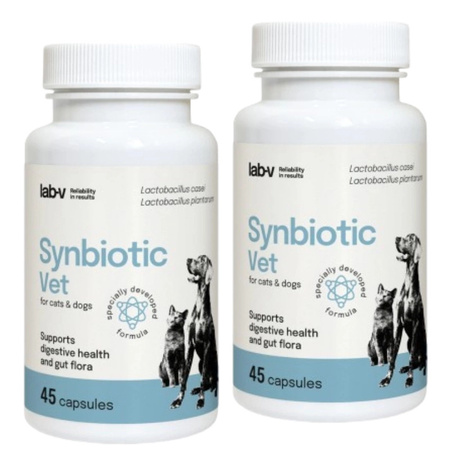 Lab-v Synbiotic Vet – Supports digestive health and intestinal microflora in dogs and cats 2x45 capsules