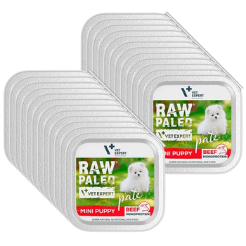 NO PORK Vetexpert Raw Paleo Pate Mini Puppy Beef 24x150g