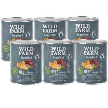 WILD FARM Superfood Beef (Beef with pumpkin, potatoes and parsley) 6x800g grain-free dog food