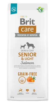 BRIT CARE Dog Grain-free Senior &amp; Light Salmon 12kg