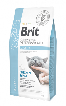 no pork Brit Grain Free Veterinary Diet Cat Obesity Chicken With Peas 5kg
