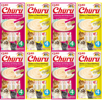 INABA Churu cat treats with tuna and shrimp flavour 4x(4x14g)+INABA Churu cat treats with chicken, cheese and beef flavour 4x(4x14g)