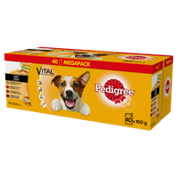 no pork Pedigree Wet Dog Food Adult Dog Sachet Mixed Flavours (Chicken & Vegetable, Beef & Vegetable, Turkey & Carrot, Beef & Lamb) 40x100g