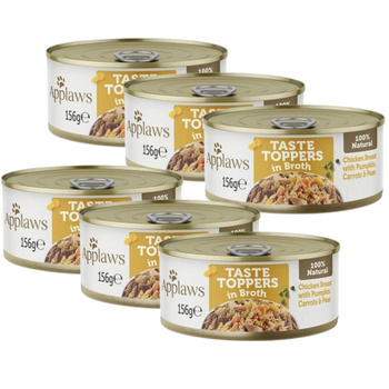 Applaws Taste Toppers Natural Wet Dog Food Chicken with Pumpkin Carrots and Peas in Bouillon 6x156g Can