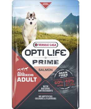 no pork Versele-Laga Opti Life Prime Adult Salmon Grain Free Food for Adult Dogs with Salmon 2.5kg