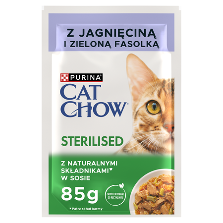 CAT CHOW Sterilised Cat Food with lamb and green beans in sauce 85g - 20 SASKETS + 6 FREE !!!