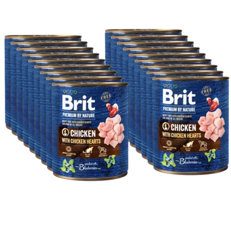 no pork Brit Premium By Nature Chicken With Chicken Hearts 18x800g