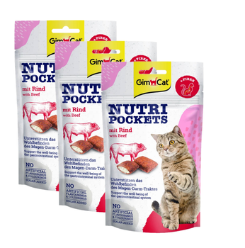 Gimborn Gimcat Nutri Pockets Beef Snack 3x60g