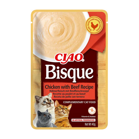 INABA Cat Ciao Bisque - complementary food for cats with chicken and beef flavor 40g