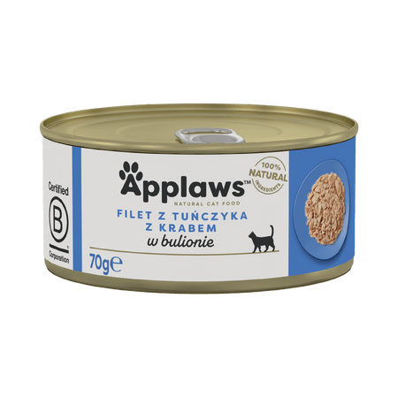 no pork APPLAWS Tuna Fillet With Crab In Broth Tin 70g