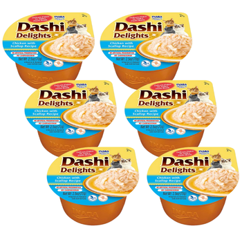 Inaba DASHI complementary cat food- chicken and scallop flavored broth 6x70 g 