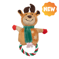 UNIQ PETS PLUSH DOG TOY SQUEAKIES reindeer ring-shaped chew toy with squeaker 25x35cm