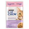 CAT CHOW Sensitive Cat Food with Salmon and Zucchini in Sauce 85g - 20 SIZES + 6 FREE !!!