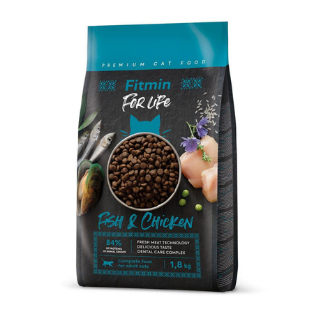 no pork Fitmin Cat For Life Adult Fish And Chicken 1.8kg