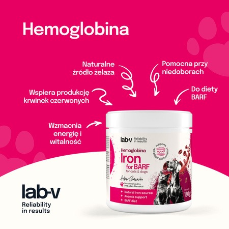 Lab-v Hemoglobin – natural heme iron for BARF mixes and homemade diets 180 g