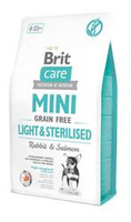 no pork Brit Care Mini Grain Free Light & Sterilised with Rabbit & Salmon 2kg