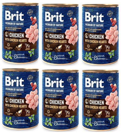 no pork Brit Premium By Nature Chicken With Chicken Hearts 6x400g