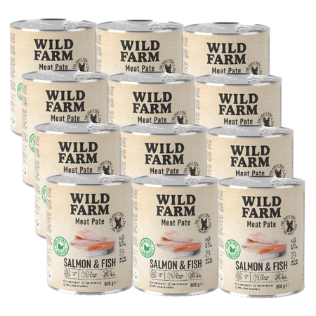 WILD FARM Pate Salmon & Fish 12x800g gluten-free dog food