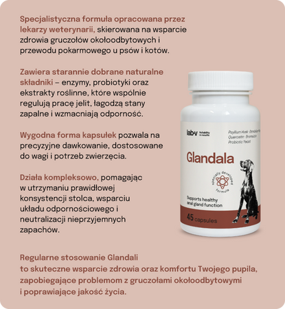 Lab-v Glandala - Supports the proper functioning of the anal glands and digestive tract in dogs 45 capsules
