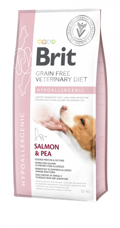 no pork Brit Grain Free Veterinary Diet Dog Hypoallergenic Salmon with Peas 12kg