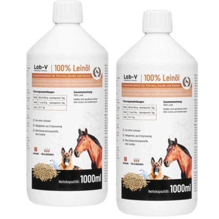 LAB-V Linseed oil Leinöl for horses, dogs and cats 2x1000ml